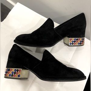 Jeffrey campbell jewelled suede heel loafers/flats (W8)